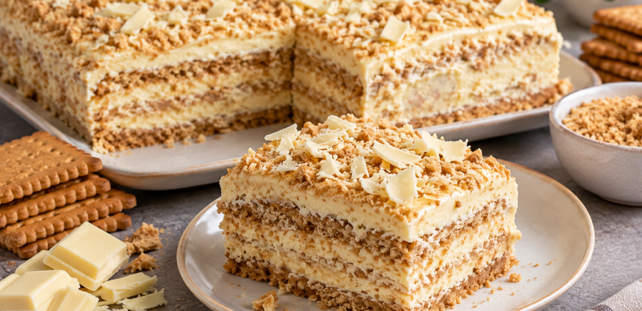 Butterkekskuchen mit weißer Schokolade rezept