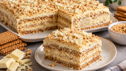 Butterkekskuchen mit weißer Schokolade